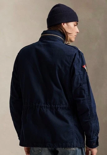 NWT Polo Ralph Lauren Navy Blue Herringbone MILITARY Patch Iconic Field Jacket image 4
