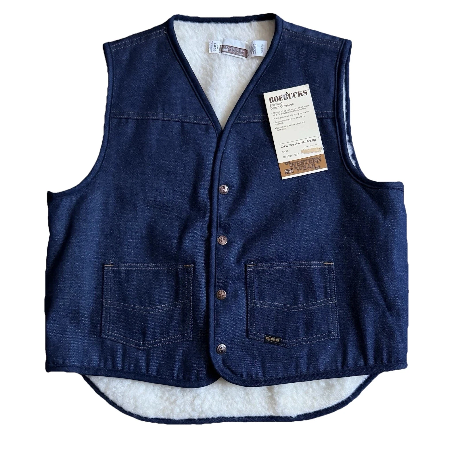 Vintage Sears Western Wear Roebuck Vest NWT Men’s Large