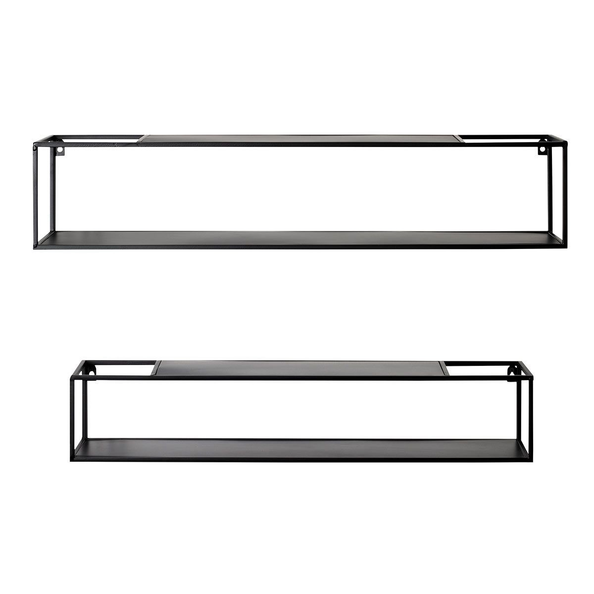 Lot de 2 étagères murales noires 85cm tablette de rangement