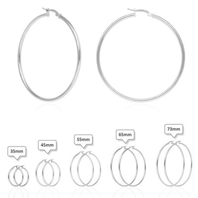 925 Sterling Silber 2,5 mm dicke Creolen 35 mm - 73 mm Durchmesser