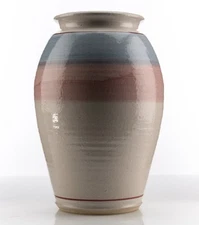 Ken Foster Oakhurst Pottery Calif. 10" 3lb Pastel Ombre Glaze Stoneware Signed