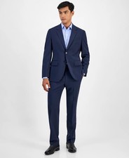 598 NEW HUGO BOSS Mens 40L Solid Navy Blue 2 Piece Suit With Dress Pants 34x31