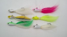 Lot of 6 Bucktail Jigs Various Colors, Weight, and Unknown Brand *Good Used*