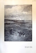 Antica vecchia stampa fieno vagna agricoltura Beppe Ciardi cavallo cielo minaccioso 1913