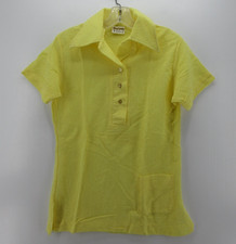 VINTAGE King Louie Polo Shirt Women 30 Yellow Bowling 70s Leisure USA Small