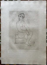 Fernando Rivero Etching Lithograph Classical Woman 1964 Puerto Rico Print Spain 