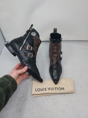 Louis Vuitton EU 38 US 8 WOMENS Black Jumble LV Monogram Flat Boot
