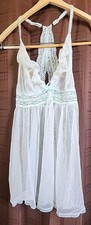 Betsey Johnson Lace Aqua Offwhite Babydoll Lingerie Nightie Size XS Valentines