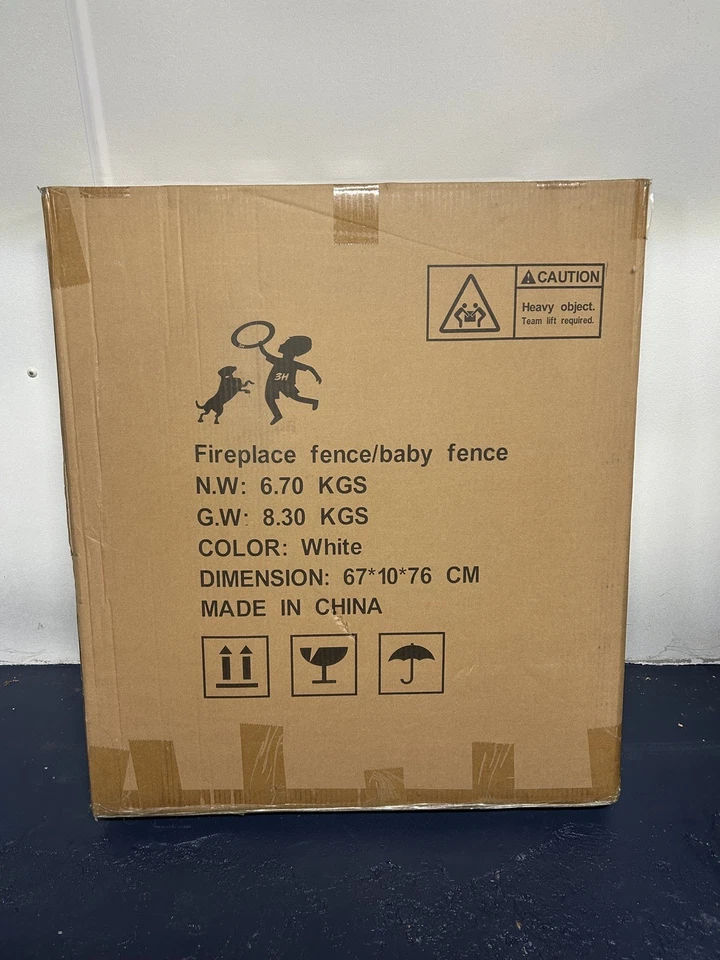 Valla de chimenea Valla de seguridad para bebés Puerta de hogar Barbacoa Metal Puerta contra incendios Mascota Blanca Foto 3 de 3