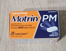 Motrin PM Pain Reliever Sleep Aid Caplets 20 Count  Exp:08/2026