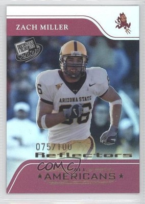 2007 Press Pass All Americans Reflectors Proof 75/100 Zach Miller Rookie RC 1j6