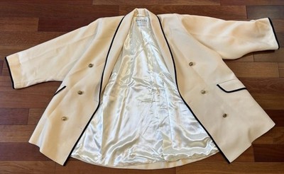 JAEGER Luxury Vintage 100% Wool Double Breasted Overcoat Sz M (See Measurements)