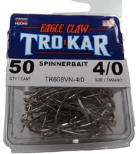 Eagle Claw TROKAR  TK608VN-4/0     SPINNERBAIT HOOK V BEND  50 COUNT