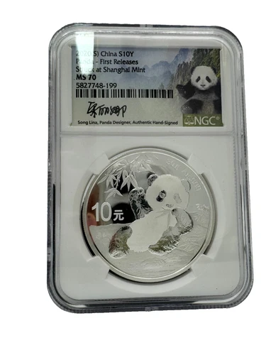 2020 Chinese Silver Panda Coin Signed Song Ling NGC 199