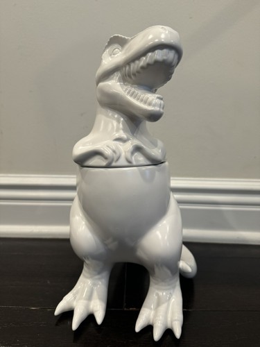 White T Rex Dinosaur Cookie Jar Canister Stoneware Target Threshold 12" Tall - Picture 5 of 20