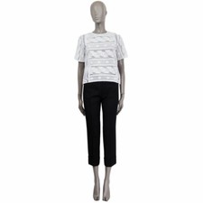 62501 auth VALENTINO white viscose LACE Short Sleeve Shirt Blouse 40 S