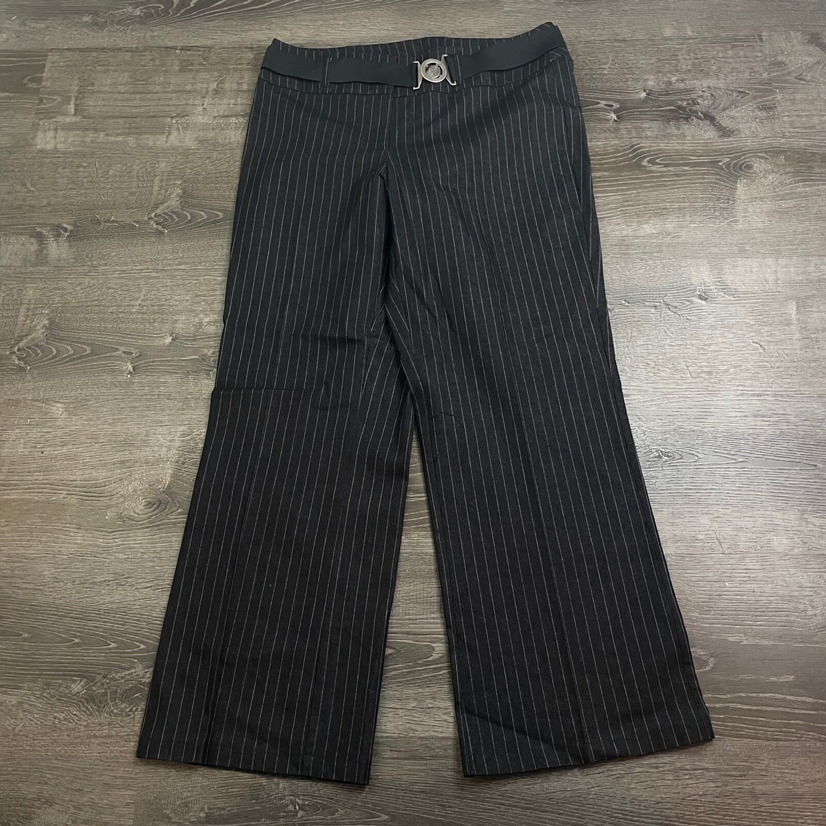 NWT Venezia Womans Capri Pants Pinstripe Black Belted Career Wide