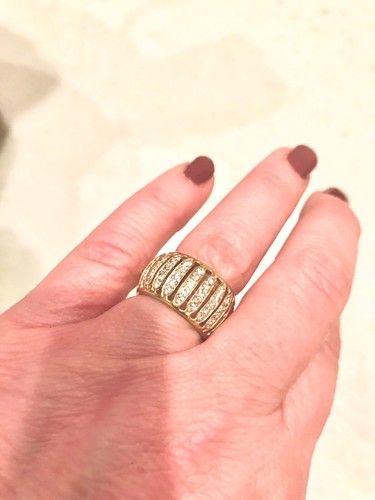 Estate Diamond Statement/Anniversay 18KT Gold Band Ring -- Sizable - Picture 5 of 10