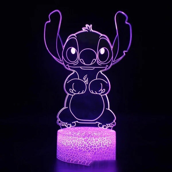 Lampada LED Stitch Personalizzata con Nome - Plexiglass Inciso, Luce Notte