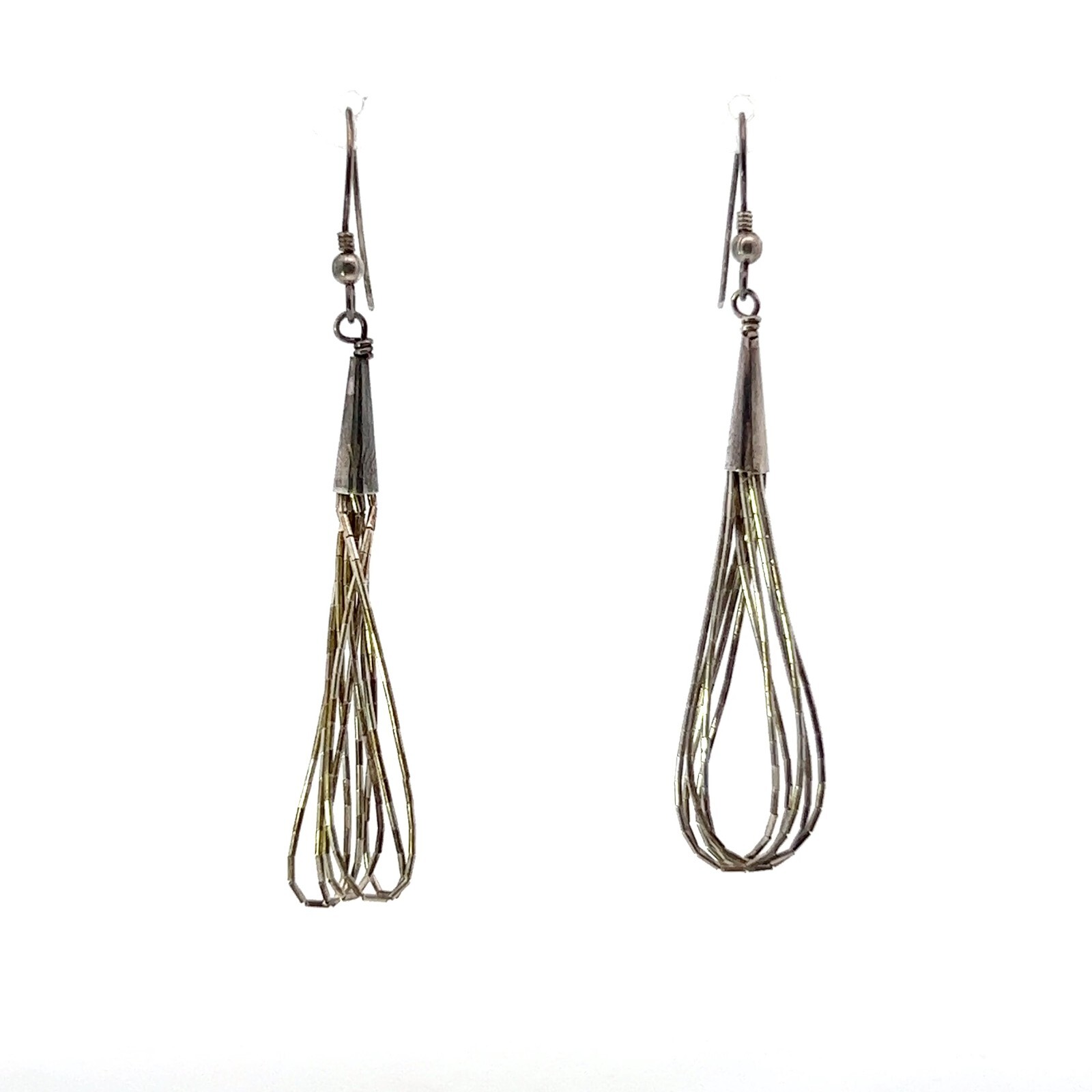 Sterling Silver Multi-String Wire Dangle Earrings - image 1
