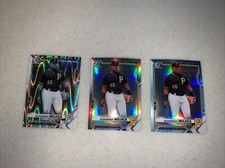 2021 Bowman Draft Alexander Mojica (3) Ray Wave, Sky Blue, and Base Refractors
