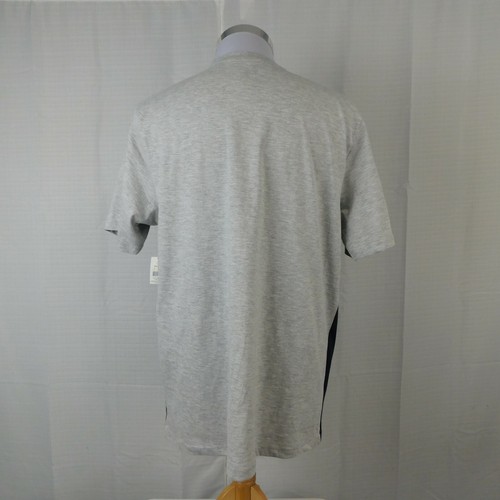 OT Revolution Men's Short Sleeve Crew Colorblock T-Shirt -Gray-Navy, Large #1559 - Picture 2 of 3