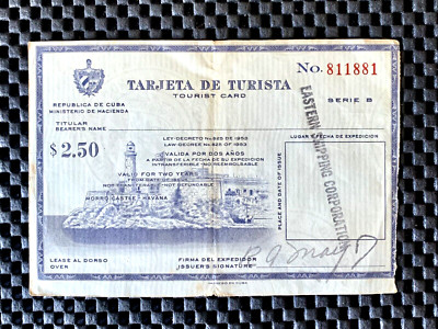 CUBA TARJETA DE TURISTA TOURIST CARD FEBRUARY 28, 1957 BEFORE THE REVOLUTION