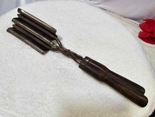 Vtg Curling Iron Wood Handle Styling Hand Tool -Bin2