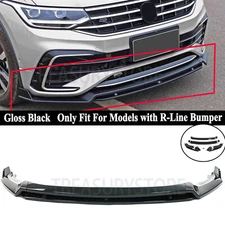 For VW Tiguan MK2 R-Line 22-2024 Gloss Black GT Style Front Bumper Lip Splitter