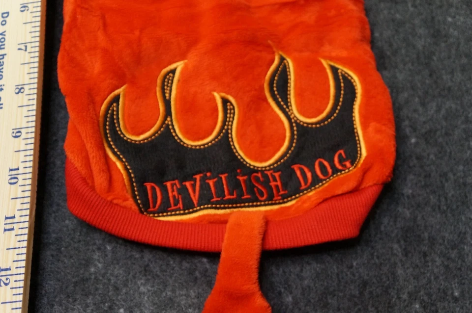 DISFRAZ PERRO DIABLO Halloween pequeño traje capucha cosida completo con cuernos Foto 2 de 4