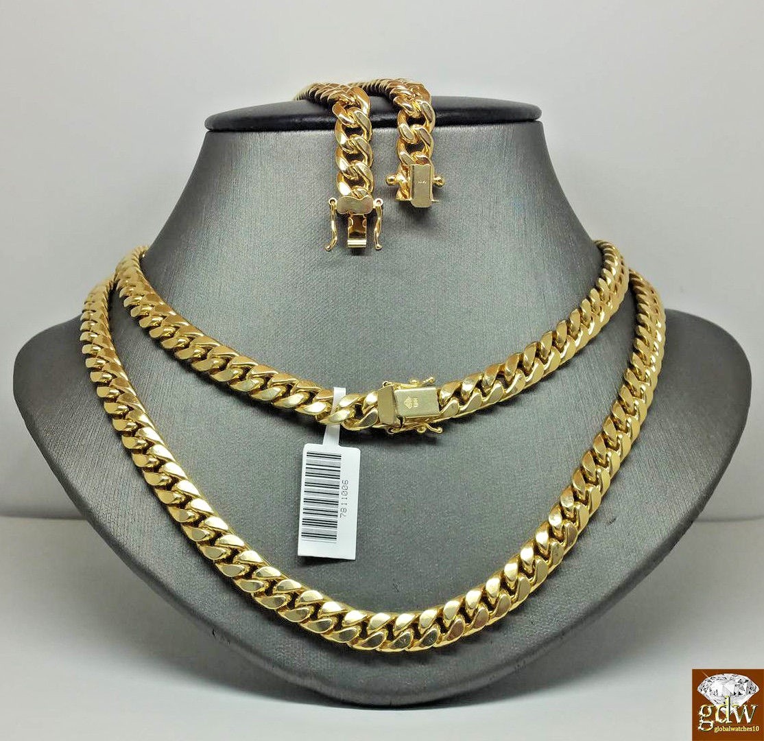 Real 10k Gold Miami Cuban Chain 7mm Necklace 30