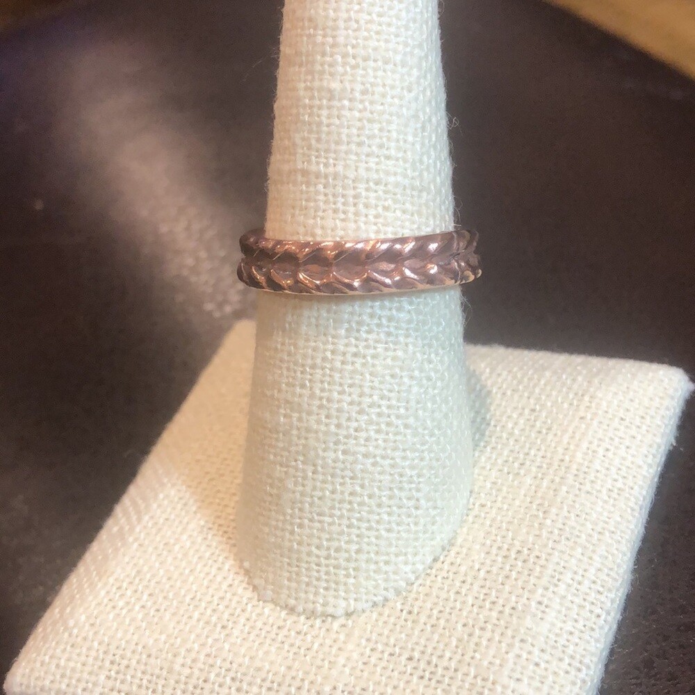 Solid Copper Rope Braided Single Band Ring Sz 7-3… - image 3