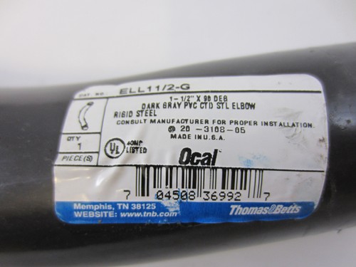 OCAL ELL1 1/2-G 1-1/2"X90° PVC COATED ELBOW ROBROY PRHELB1-1/2X90 - Picture 2 of 2