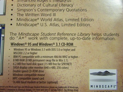 STUDENT REFERENCE LIBRARY MINDSCAPE WINDOWS 95/3.1 CD-ROM EASY TEXT EXPORT OOP - Picture 6 of 8