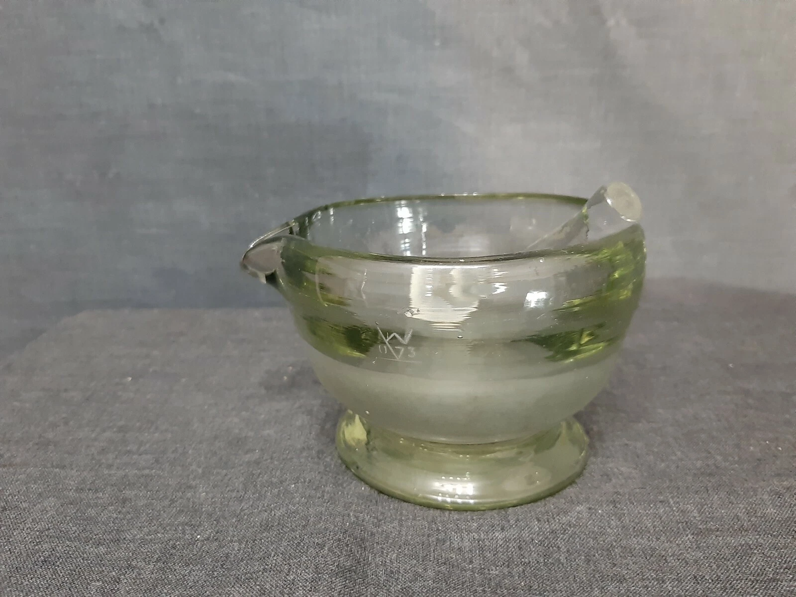 Antique Apothecary Clear Smoked Glass Mortar And Pestle - Germany