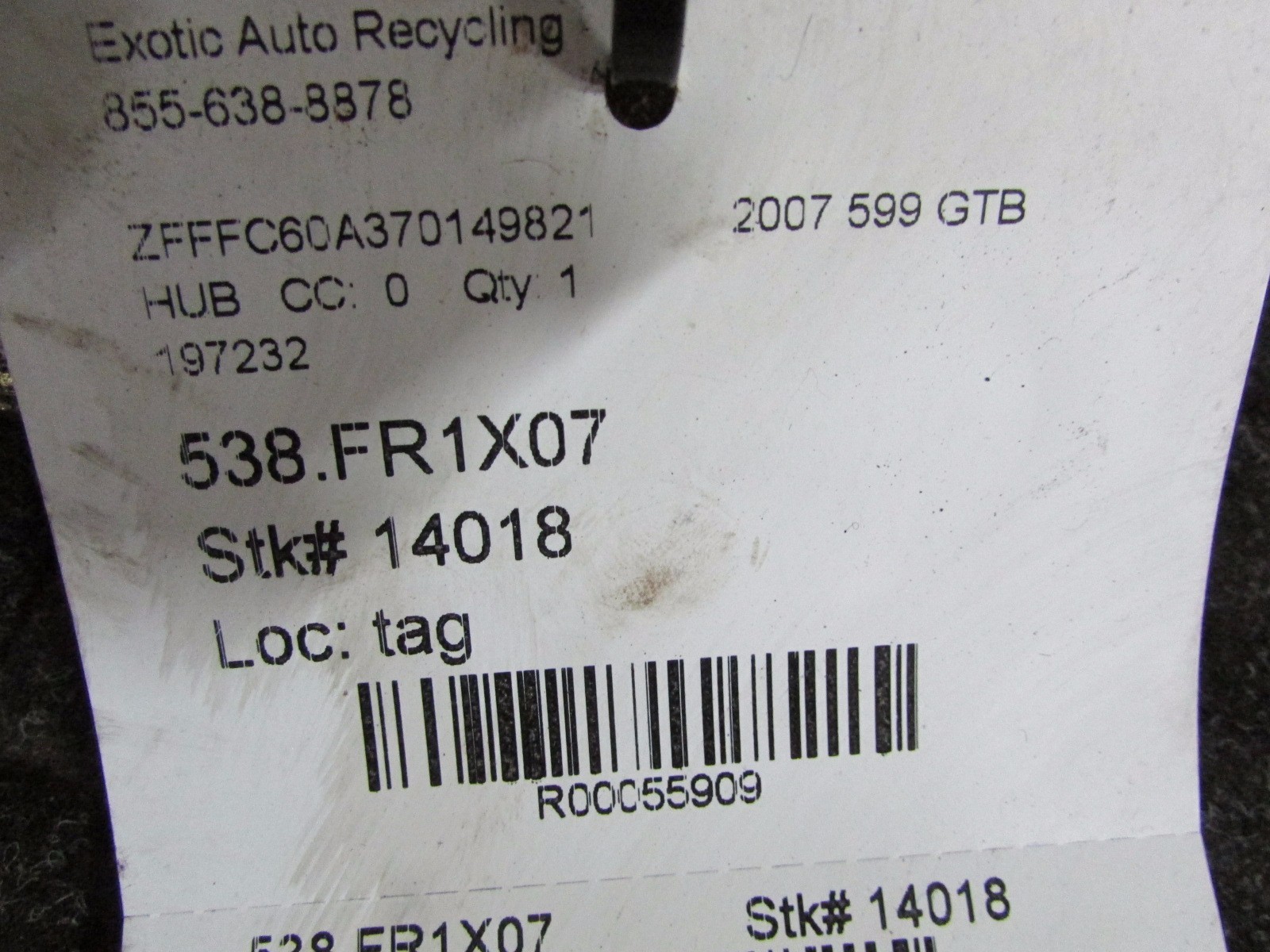 Ferrari 599 GTB Fiorano, Hub, Used, P/N 197232