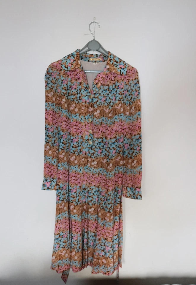 Abito Vintage anni '70 Happening Donna floreale Woman Sz.M- 44 -Buone condizioni - Immagine 4 di 4