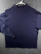 VTG LL Bean Women XL Pullover Cotton Lightweight Blue Sweater USA Made Stretch