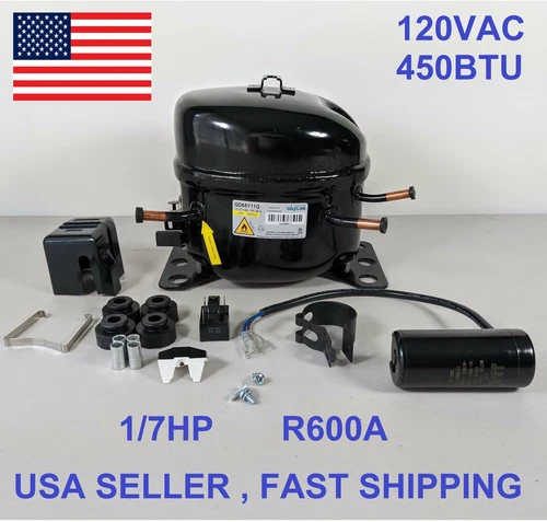 Sikelan QD65Y11G Refrigeration Compressor 1/7HP 450BTU 110-120VAC R600a LBP