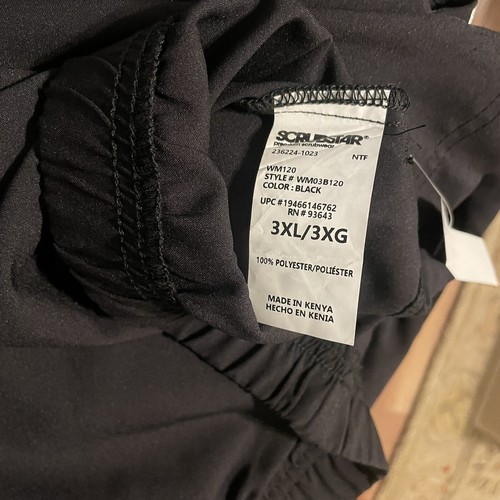 3XL Scrubstar Scrub Pant Unisex Black Drawstring Back Elastic Waist Straight Leg - Picture 7 of 8