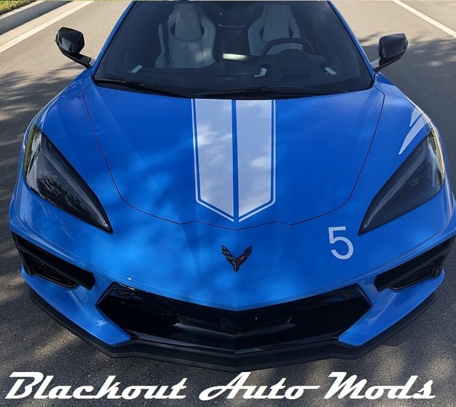 2020 C8 Corvette Racing Stripe Hood Scoop Decal Gloss Black eBay