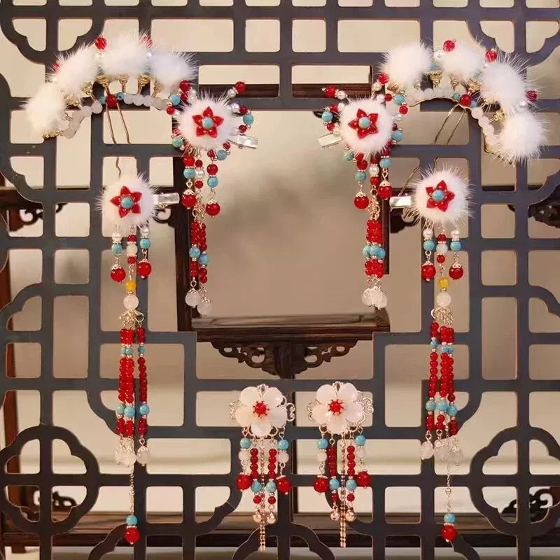 Gorros chinos para la cabeza mujeres niñas borla Hanfu accesorios para el cabello antiguos Foto 4 de 4