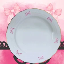 Beautiful 2 piece Set Pink Bow Dinner plate Set Christmas Spring Valentines