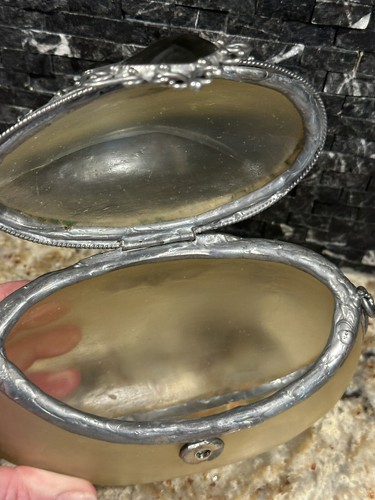 Maya Evangelista Purse Resin Clamshell Vintage Clutch Evening Metal Hardware - Picture 7 of 13