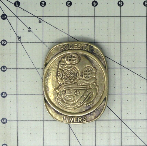 Podesta Divers Belt Buckle Ocean Cast Brass San Francisco California Vtg .QRT892 - Picture 3 of 10