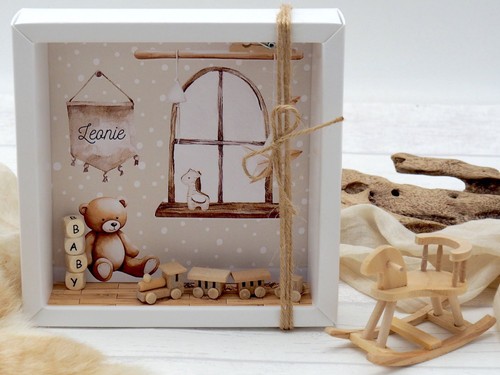 Geldgeschenk Verpackung Geschenk Geburt Taufe Boho Mädchen Junge PERSONALISIERT - Bild 6 von 6