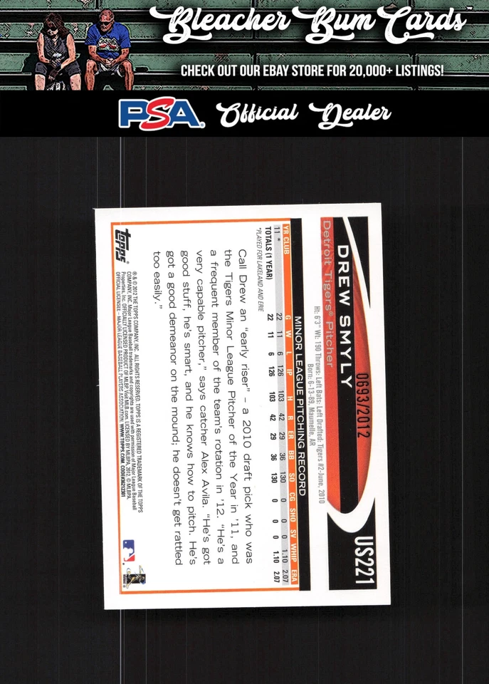 2012 Topps Update US221 Drew Smyly Gold /2012 RC - Image 2 of 2