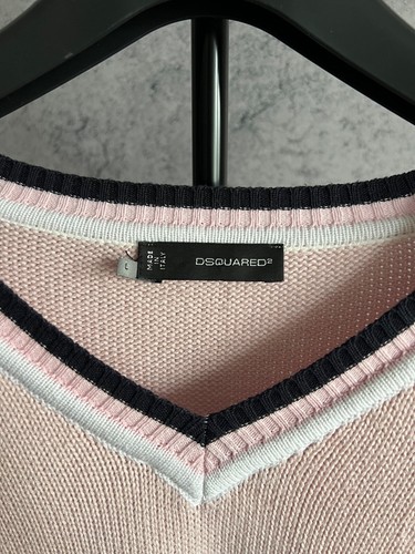 Maglione vintage Dsquared2 maglia scollo a V lusso rosa chiaro donna taglia L pullover - Foto 2 di 20