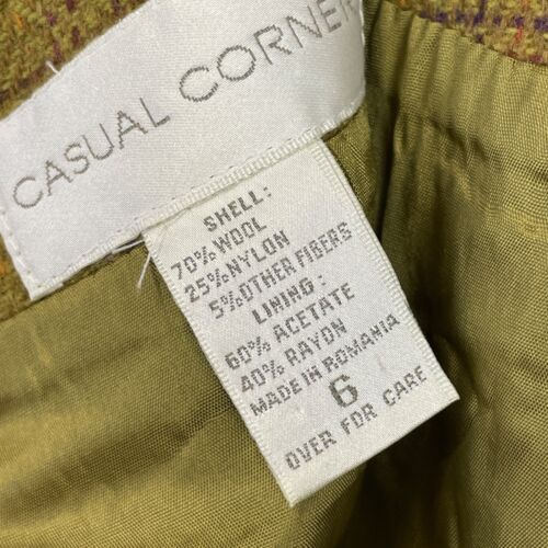 Casual Corner Pencil Skirt Womens Size 6 Green Plaid Lined Wool Blend - Picture 7 of 9