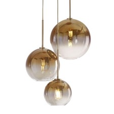 Modern Gradient Glass Pendant Light - Gold Globe Hanging Lamp Chandelier